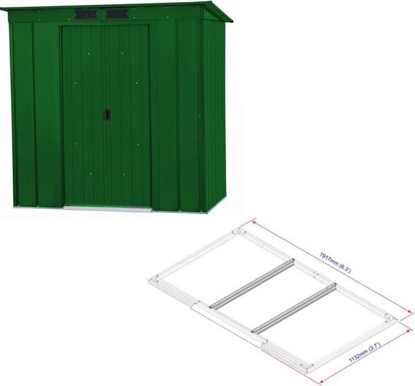 DURAMAX Pent Roof Eco Záhradný Domček 25 M² + Podlahové Profily Zelený 50024