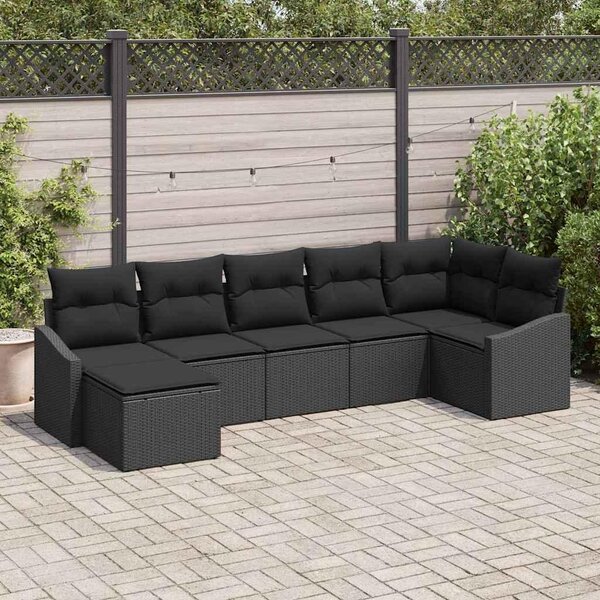 Maison Exclusive – Sedacia súprava, 7 kusov, čierna [syntetický materiál]: Polyratan