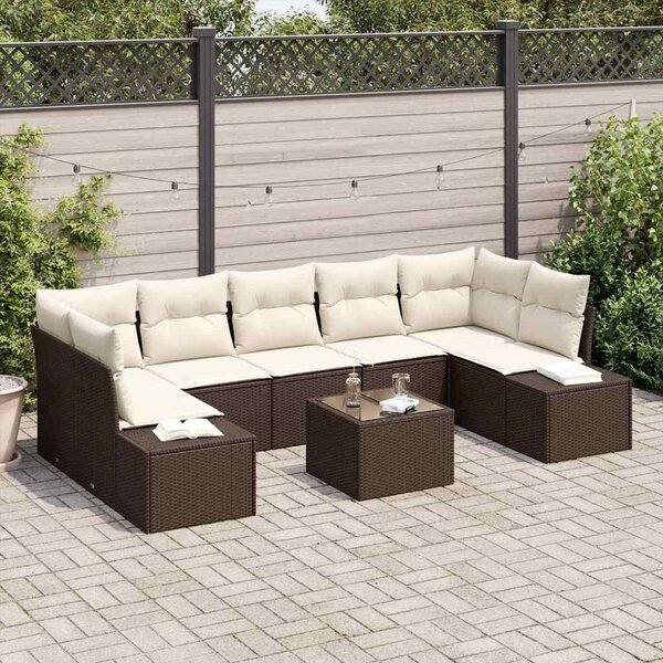 Maison Exclusive – Sedacia súprava, 8 kusov, hnedá [syntetický materiál]: polyratan