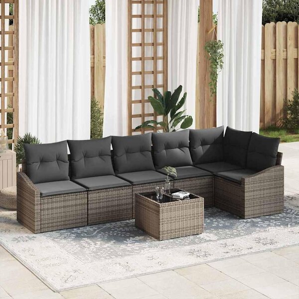 Maison Exclusive – Sedacia súprava, 7 kusov, sivá [syntetický materiál]: Polyratan