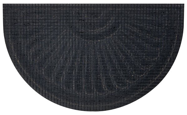 Rohožka prírodná a čierna kokosové vlákna guma 45 x 75 cm PVC povlak polkruhová protišmyková rohož so vzorom do interiéru moderná