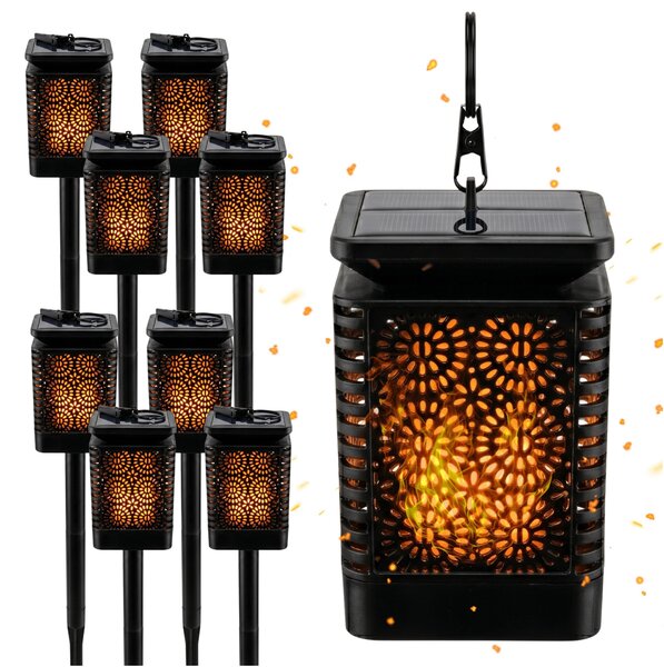 BLIXTAR 8x solárna záhradná LED lampa 3v1, svietidlo, lampáš s efektom plameňa
