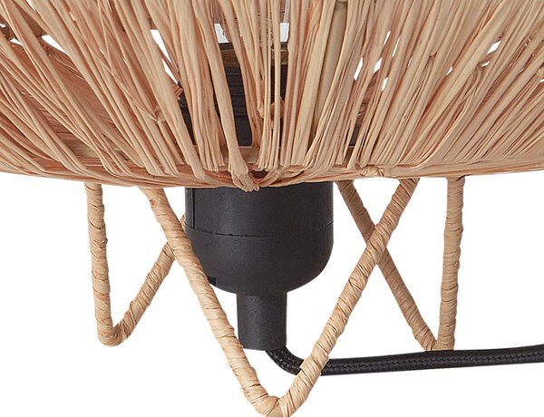 Stolná lampa prírodná slamené tienidlo čierna železná objímka na žiarovku boho nočné svietidlo spálňa obývacia izba