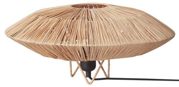 Stolná lampa prírodná slamené tienidlo čierna železná objímka na žiarovku boho nočné svietidlo spálňa obývacia izba