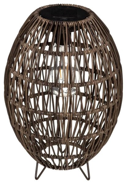 Solárny lampáš, pletený, Ø 21 cm, hnedý