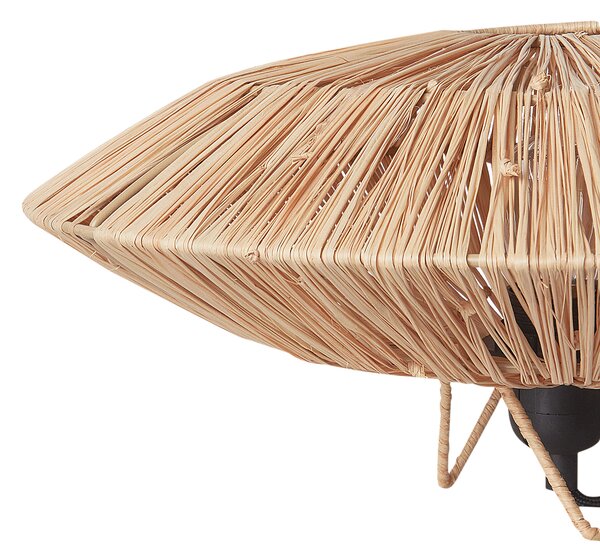 Stolná lampa prírodná slamené tienidlo čierna železná objímka na žiarovku boho nočné svietidlo spálňa obývacia izba