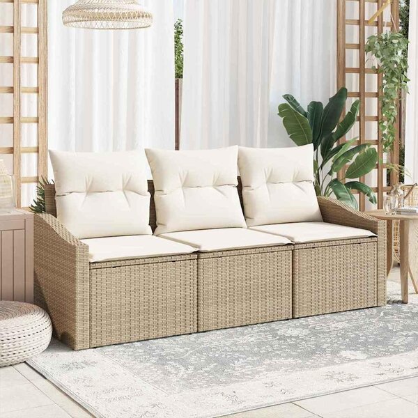 Maison Exclusive – Sedacia súprava, 3 kusy, béžová [syntetický materiál]: Polyratan