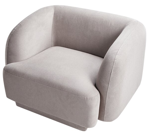 Kreslo svetlosivé polyester látkové čalúnenie retro glamour štýl s podrúčkami obývacia izba