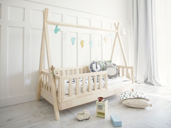 Detská posteľ so zábranou Tipi 90x190 - prírodná