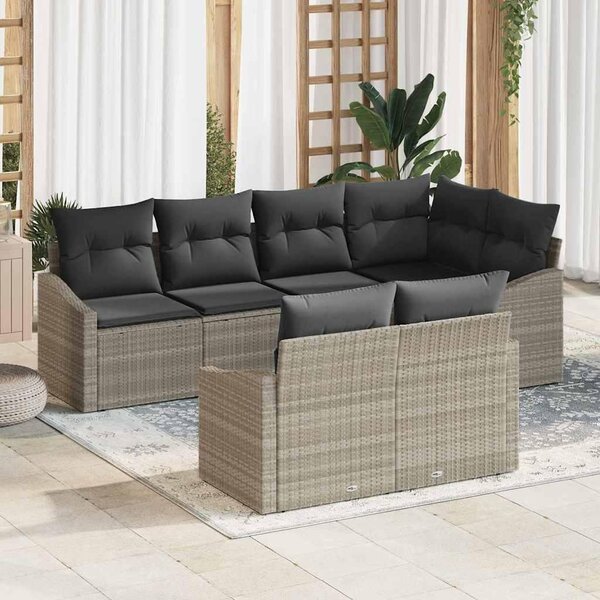 Maison Exclusive – Sedacia súprava, 7 kusov, tmavosivá [syntetický materiál]: Polyratan