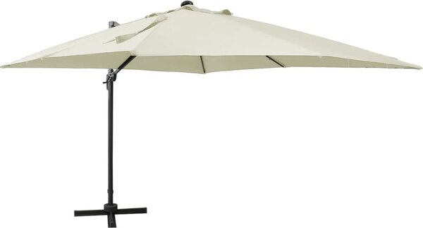 Maison Exclusive – závesný slnečník s LED osvetlením, 300 cm, pieskovo-biely