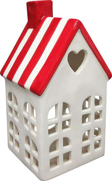 Keramická lucerna Hytte 8,8 x 8,5 x 17,2 cm, biela/červená, 1 ks