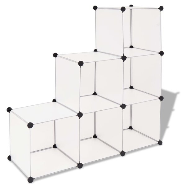 Úložná skrinka v tvare kocky so 6 priečinkami, biela