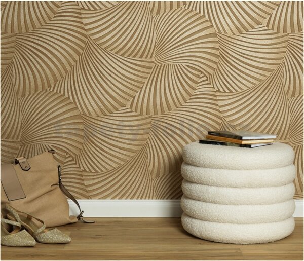 Vliesové tapety na stenu GMK Fashion for walls 5 10525-30, rozmer 10,05 m x 0,53 m, 3D twill zlatý na hnedom podklade, Erismann