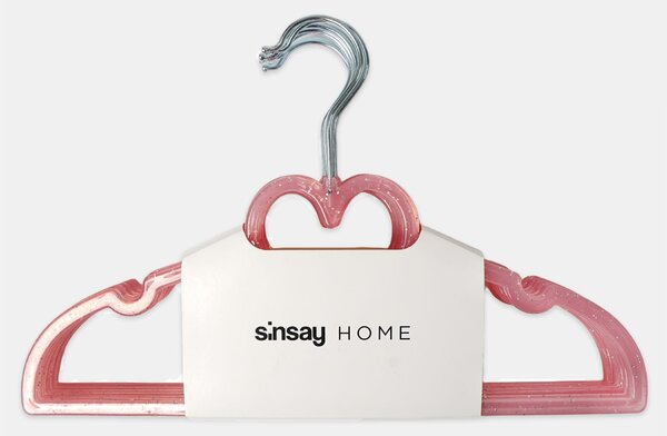 Sinsay - Vešiaky s motívom srdca 10 pack - pastelová ružová