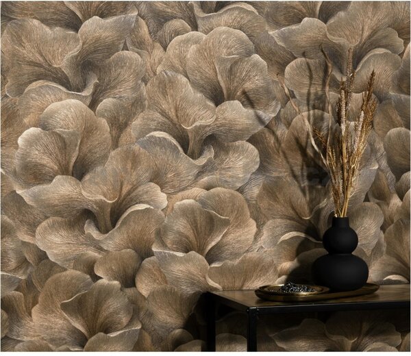 Vliesové tapety na stenu GMK Fashion for walls 5 10527-11, rozmer 10,05 m x 0,53 m, florálny vzor metalicky tmavo hnedý, Erismann