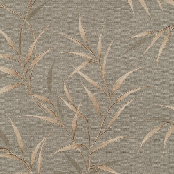 Vliesové tapety na stenu GMK Fashion for walls 5 10528-11, rozmer 10,05 m x 0,53 m, lístky niklové na béžovom podklade, Erismann