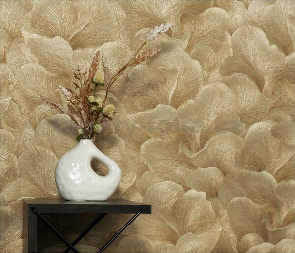 Vliesové tapety na stenu GMK Fashion for walls 5 10527-30, rozmer 10,05 m x 0,53 m, florálny vzor metalicky zlatý, Erismann