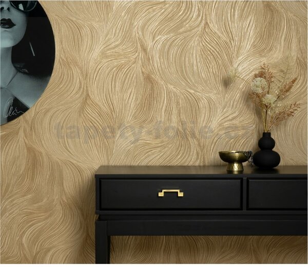 Vliesové tapety na stenu GMK Fashion for walls 5 10522-30, rozmer 10,05 m x 0,53 m, jemné vlnovky zlaté, Erismann