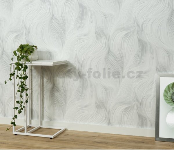 Vliesové tapety na stenu GMK Fashion for walls 5 10522-31, rozmer 10,05 m x 0,53 m, jemné vlnovky sivo-biele, Erismann