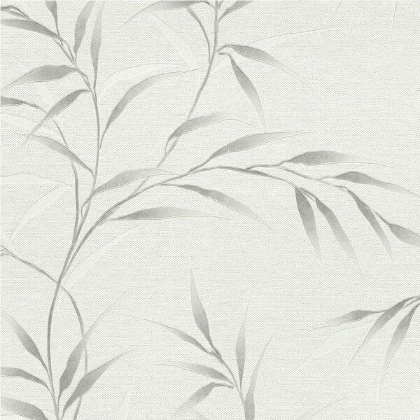 Vliesové tapety na stenu GMK Fashion for walls 5 10528-31, rozmer 10,05 m x 0,53 m, lístky strieborné na bielom podklade, Erismann