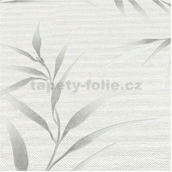 Vliesové tapety na stenu GMK Fashion for walls 5 10528-31, rozmer 10,05 m x 0,53 m, lístky strieborné na bielom podklade, Erismann