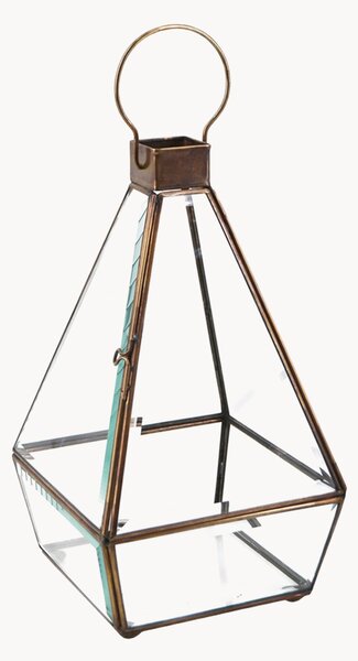 Malý sklenený a bronzový svietnik v tvare pyramídy Bisel
