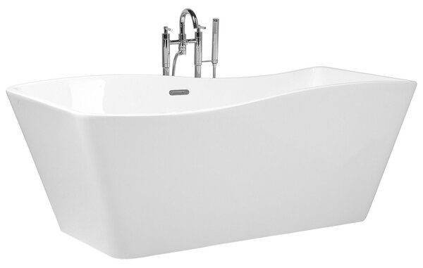 Voľne stojaca vaňa biela akrylát 170 x 78 cm geometrický obdĺžnikový tvar pre 1 osobu moderný štýl kúpeľňa