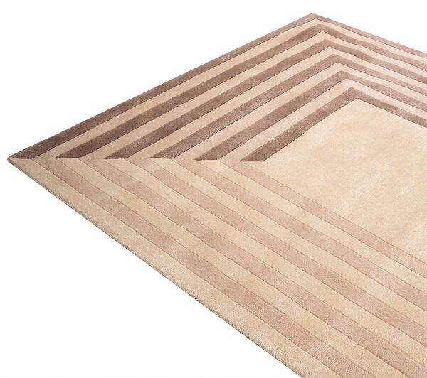 Koberec béžový viskóza a vlna obdĺžnikový tvar geometrický vzor 200 x 300 cm moderný štýl obývacia izba