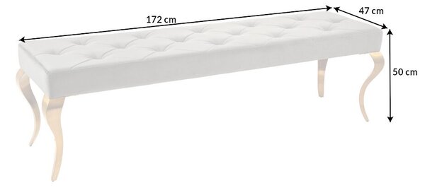 Dizajnová lavica Rococo 172 cm sivá / zlatá