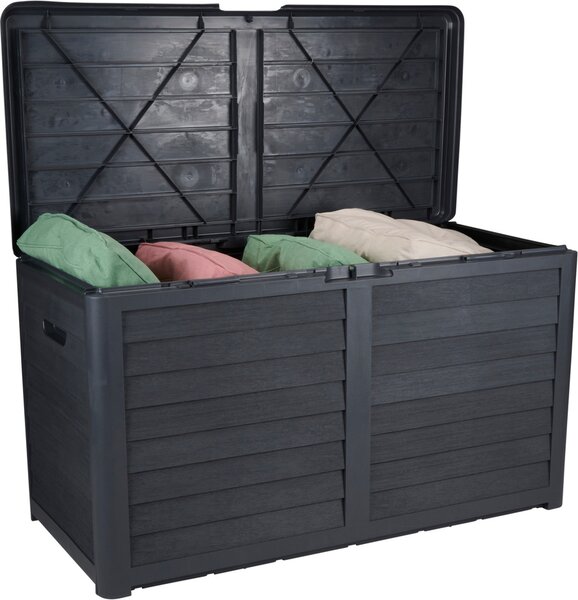 Záhradný box na vankúše Lifetime Garden - box na vankúše - úložný záhradný box - 420 l - 117,3 x 65,3 x 54,8 cm - čierny