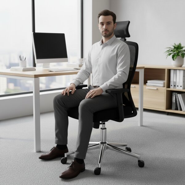 Kancelárska ergonomická stolička Neoseat ZENA — čierna, nosnosť 150 kg