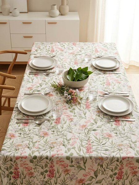 Sinsay - Obrus s rastlinným motívom - pastelová ružová