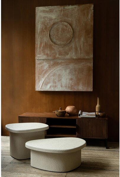 Béžový konferenčný stolík v dekore mramoru 49x74 cm Veda – Dutchbone