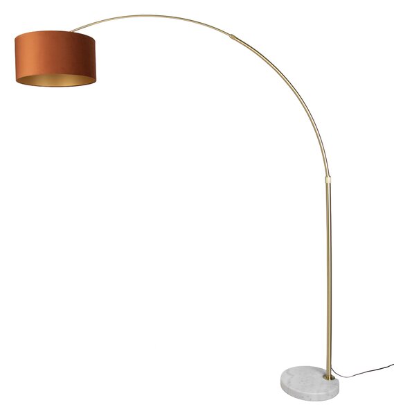 Oceľová stojaca lampa s oranžovým tienidlom a zlatým interiérom 50 cm - XXL