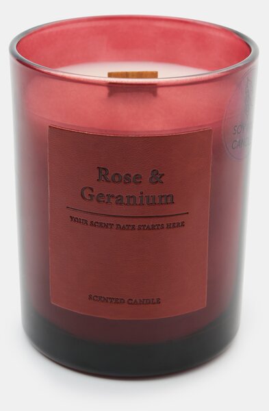 Sinsay - Vonná sviečka s prídavkom sójového vosku Rose and Geranium - lilavá