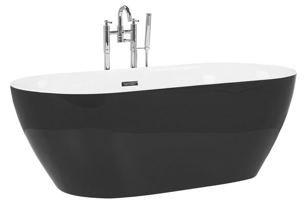 Voľne stojaca vaňa čierna sanitárny akrylát 150 x 75 cm oválna voľne stojaca moderný štýl
