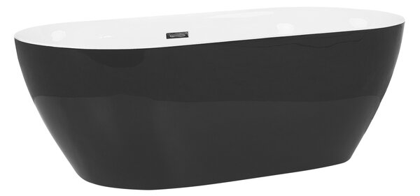 Voľne stojaca vaňa čierna sanitárny akrylát 150 x 75 cm oválna voľne stojaca moderný štýl