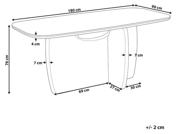 Jedálenský stôl svetlohnedý MDF 180 x 90 cm obdĺžnikový široký podstavec minimalistický štýl kuchyňa jedáleň