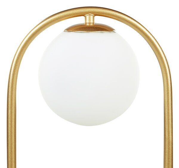 Stolná lampa zlatá sklenené tienidlo železný tyčový rám jedno svetlo moderný dizajn doplnky obývacia izba