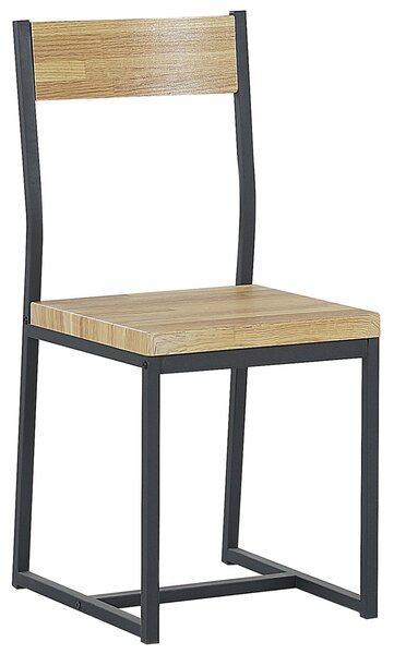 Jedálenská zostava svetlý drevený rám z čiernej ocele 4-miestny stôl 110 x 70 cm 2 stoličky lavice
