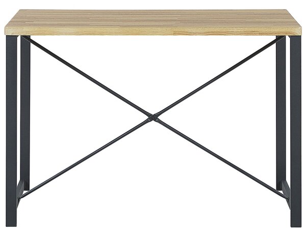 Jedálenská zostava svetlý drevený rám z čiernej ocele 4-miestny stôl 110 x 70 cm 2 stoličky lavice