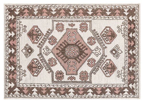 Koberec viacfarebný vlnený 140 x 200 cm s orientálnym geometrickým vzorom ručne všívaný boho obývacia izba spálňa