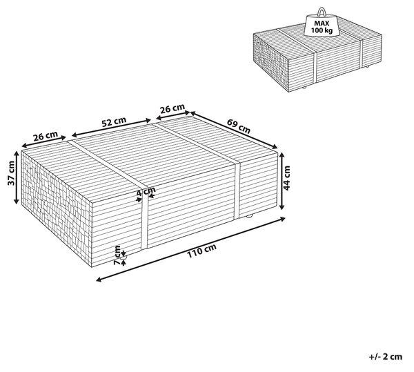 Konferenčný stolík teakové masívne drevo 69 x 110 cm na kolieskach obdĺžnikový industriálny rustikálny