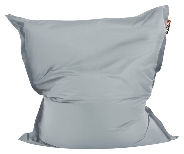 Sedací vak svetlosivý nylonový 140 x 180 cm vodoodolný poťah so zipsom polystyrénová výplň