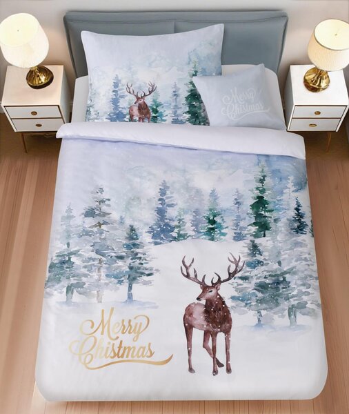 Obliečky z mikrosaténu DEER SEASON biele + obliečka na vankúšik 45 x 45 cm zdarma Rozmer obliečky: 70 x 90 cm | 140 x 200 cm