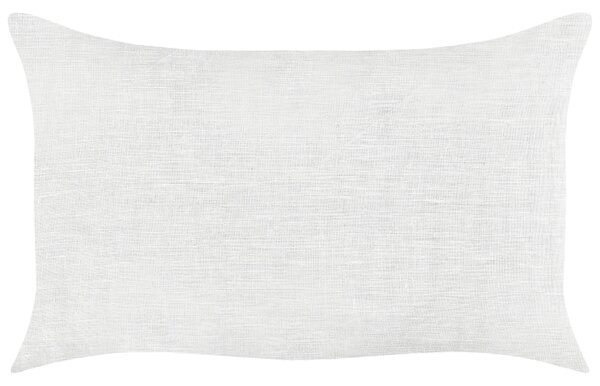 Sada 2 dekoratívnych vankúšov biela bavlna ľan 30 x 50 cm ozdobné drevené gombíky klasické retro bytové doplnky