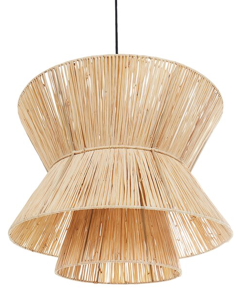 Závesná lampa prírodná slamené tienidlo čierna kovová objímka na žiarovku boho stropné svietidlo obývačka spálňa