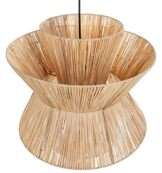 Závesná lampa prírodná slamené tienidlo čierna kovová objímka na žiarovku boho stropné svietidlo obývačka spálňa