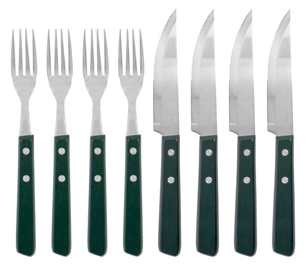 Sada príborov z nehrdzavejúcej ocele Steak Green – set 8 ks